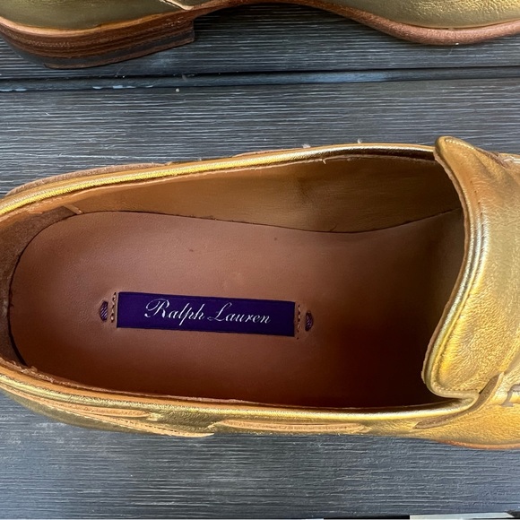 Ralph Lauren Collection Purple Label Telina Gold Metallic Loafers EU 37B US 7 - Picture 8 of 15